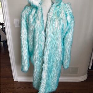 Turquoise / Aqua faux fur coat! NWOT